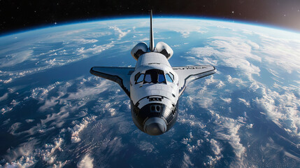 front view Space Shuttle In Space.
