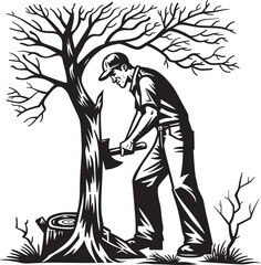 Tree Cutting Maestro Logo Design Lumberjack Legend Iconic Symbol