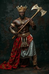 Man in Yoruba God Costume Holding Sword