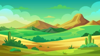 Photo sur Plexiglas Vert-citron landscape with mountains