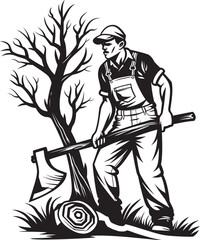 Woodcutting Warrior Badge Tree Felling Iconic Symbol