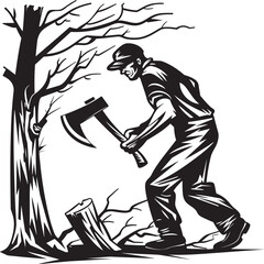Woodcutting Champion Logo Design Tree Felling Legend Iconic Symbol