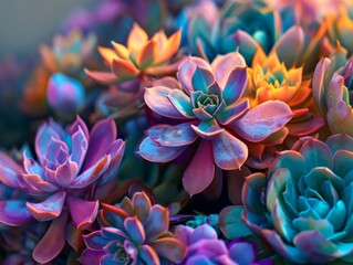 Vibrant Multicolored Succulent flowers