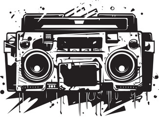 Fototapeta premium Sonic Sensation Mascot Boombox Vector Beatbox Bounce Logo Vector Black