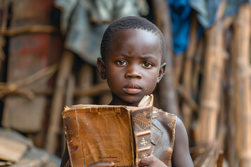 African Boy Finding Comfort in the Holy Bible