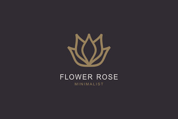 Rose flower vector logo design simple linear style. Beauty brand mark for aesthetic cosmetology and medicine.	

