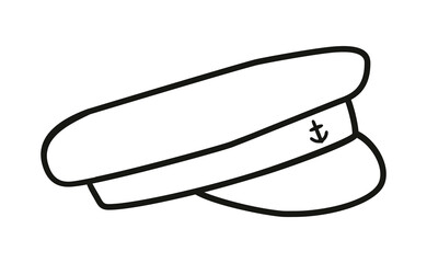 Captain hat symbol, simple style outline silhouette icon. Png clipart isolated on transparent background