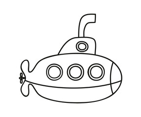 Doodle submarine symbol, simple style flat silhouette icon. Png clipart isolated on transparent background