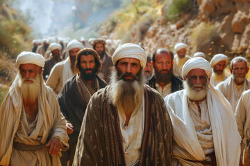 Gathering of Faith, Jewish Men in the Streets of Biblical Times