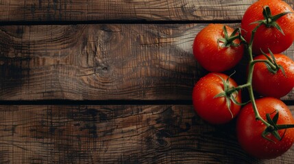 Ripe Tomatoes on Wooden Table - obrazy, fototapety, plakaty