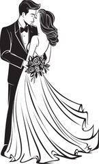 Bridal Devotion Black Logo Design Vector Everlasting Unity Bride and Groom Symbolic Icon