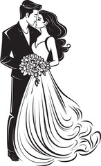 Everlasting Lovebirds Bride and Groom Symbolic Icon Eternal Harmony Vector Black Logo Design