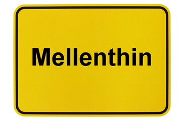 Illustration eines Ortsschildes der Gemeinde Mellenthin in Mecklenburg-Vorpommern