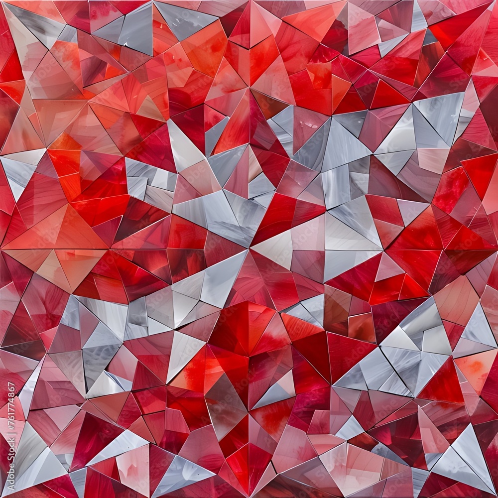 Poster red gray resembles lowpoly seamless abstract pattern background. shapes arranged in different sizes,