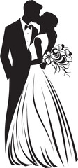 Grooms Commitment Black Logo Design Vector Eternal Love Bride and Groom Symbolic Icon