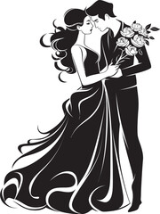 Everlasting Union Vector Bride and Groom Emblem Eternal Harmony Iconic Black Logo Design