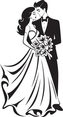 Eternal Love Bride and Groom Vector Symbol Everlasting Union Black Logo Design Icon