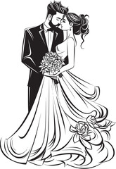 Forever Love Vector Bride and Groom Emblem Eternal Vows Iconic Black Logo Design