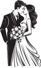 Endless Devotion Bride and Groom Iconic Symbol Bridal Vows Black Logo Design Vector