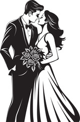 Eternal Commitment Vector Black Logo Emblem Bridal Splendor Bride and Groom Iconic Symbol