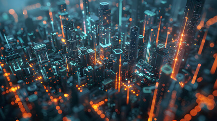 AI connected city, artificial intelligence, futuristic cityscape, AI Background
