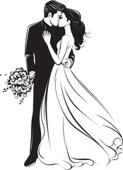 Bridal Bliss Vector Black Logo Emblem Eternal Unity Bride and Groom Iconic Emblem