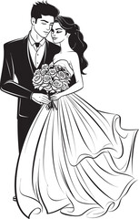 Bridal Radiance Black Logo Design Vector Endless Love Bride and Groom Symbolic Icon