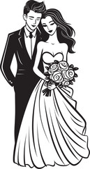 Matrimonial Elegance Black Logo Design Vector Bridal Harmony Bride and Groom Symbolic Icon