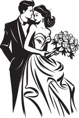 Everlasting Bliss Vector Black Logo Emblem Eternal Devotion Bride and Groom Iconic Symbol