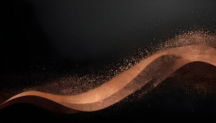 Dark background with copper dust wavy abstract pattern decoration