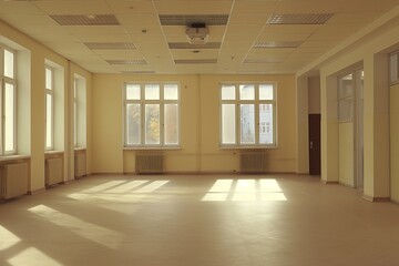 The interior of an empty office in beige colors, the interior of the empty office, interior design,...