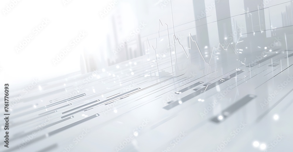 Aufkleber widescreen abstract financial chart with uptrend line graph and candlestick on black and white color