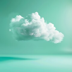 White cloud isolated on an green background. 3D render. Clipping path included. Copy space for text. Digitals graphics vector asset illustration. Creative concept. Generative AI