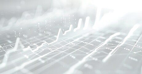 Widescreen abstract financial chart with uptrend line graph and candlestick on black and white colour background. Business stock or financial charts backgrounds. Generative AI
