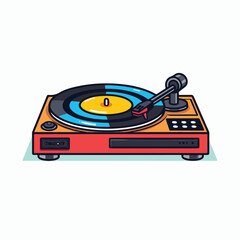 DJ record player vinyl icon flat vector illustration