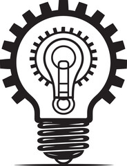 Steampunk Luminosity Vector Black Logo Gearwheel Radiance Steampunk Bulb Design