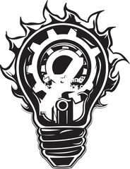 Steampunk Luminosity Vector Black Logo Gearwheel Radiance Steampunk Bulb Design