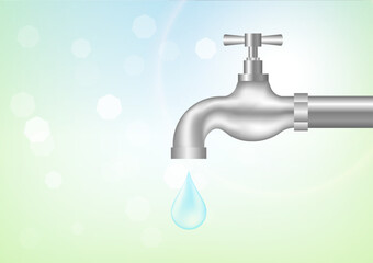 Save Water or Water Conservation Concept. World Water Day and Environment day. Vector Illustration.