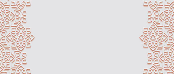 Ornamental patterned stone relief in arabic architectural style of Arabic mosque,Islamic monochrome detail of mosaic