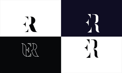 ER, RE, E,R , Abstract letters Logo monogram