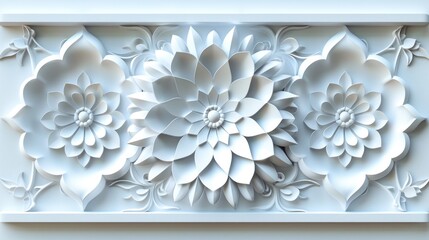 a white decorative cut paper pattern with circular shapes