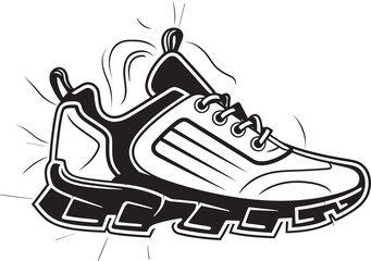 Aero Stride Futuristic Running Shoes Emblem Velocity Vectors Black Logo Design Icon