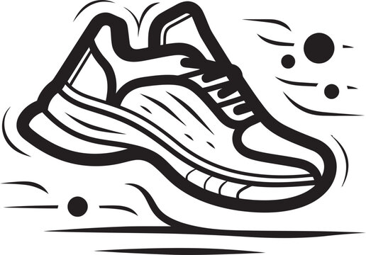 running shoe black and white line art clip art preview