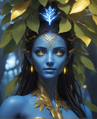 portrait of imagination Eyva tree  goddess. close up. Ai generated - 761777691