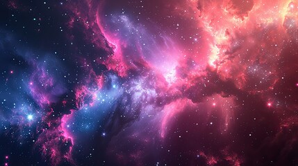 Starry Night Dreamscape: A Captivating Abstract Background with Pink and Purple Clouds, Stardust, and Blinking Stars for Presentations, Marketing, and Websites. - Powered by Adobe