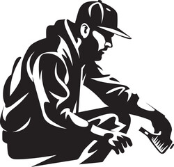 GrafGuardian Innovator Black Logo Design SprayMaster Icon Vector Graffiti Emblem