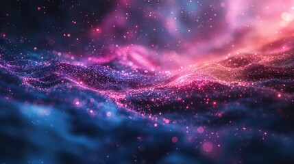 Starry Night Dreamscape: A Captivating Abstract Background with Pink and Purple Clouds, Stardust,...