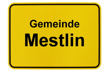 Illustration eines Ortsschildes der Gemeinde Mestlin in Mecklenburg-Vorpommern