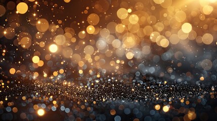 Glittering Festive Bokeh: A Shimmering Silver and Gold Abstract Background for Celebrations, Victories, and Magic Parties - obrazy, fototapety, plakaty