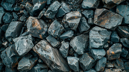 Rough iron ore stones, highlighting mineral richness and mining concept. Seamless rock repeating texture. - obrazy, fototapety, plakaty